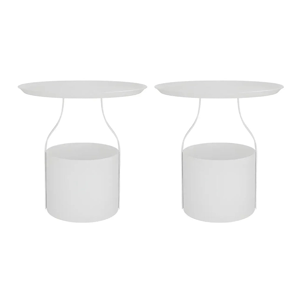 Petite table de chevet minimaliste ronde en métal avec plateau,