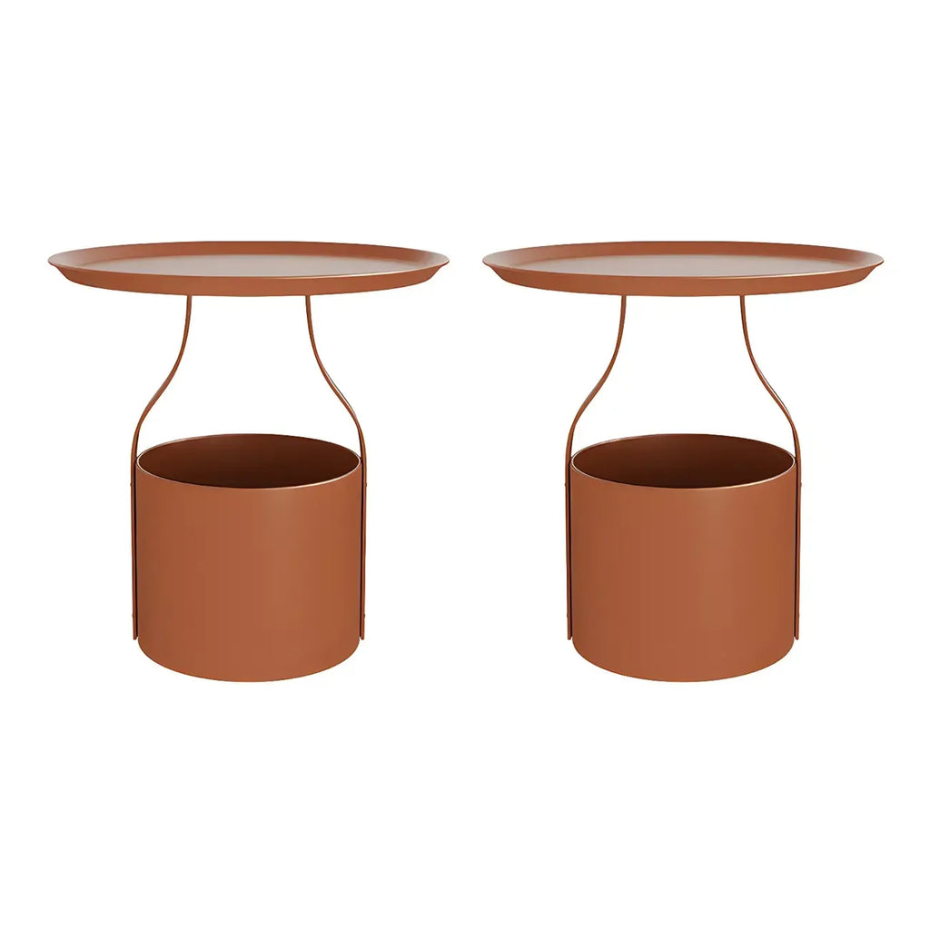 Petite table de chevet minimaliste ronde en métal avec plateau,