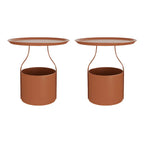 Petite table de chevet minimaliste ronde en métal avec plateau,