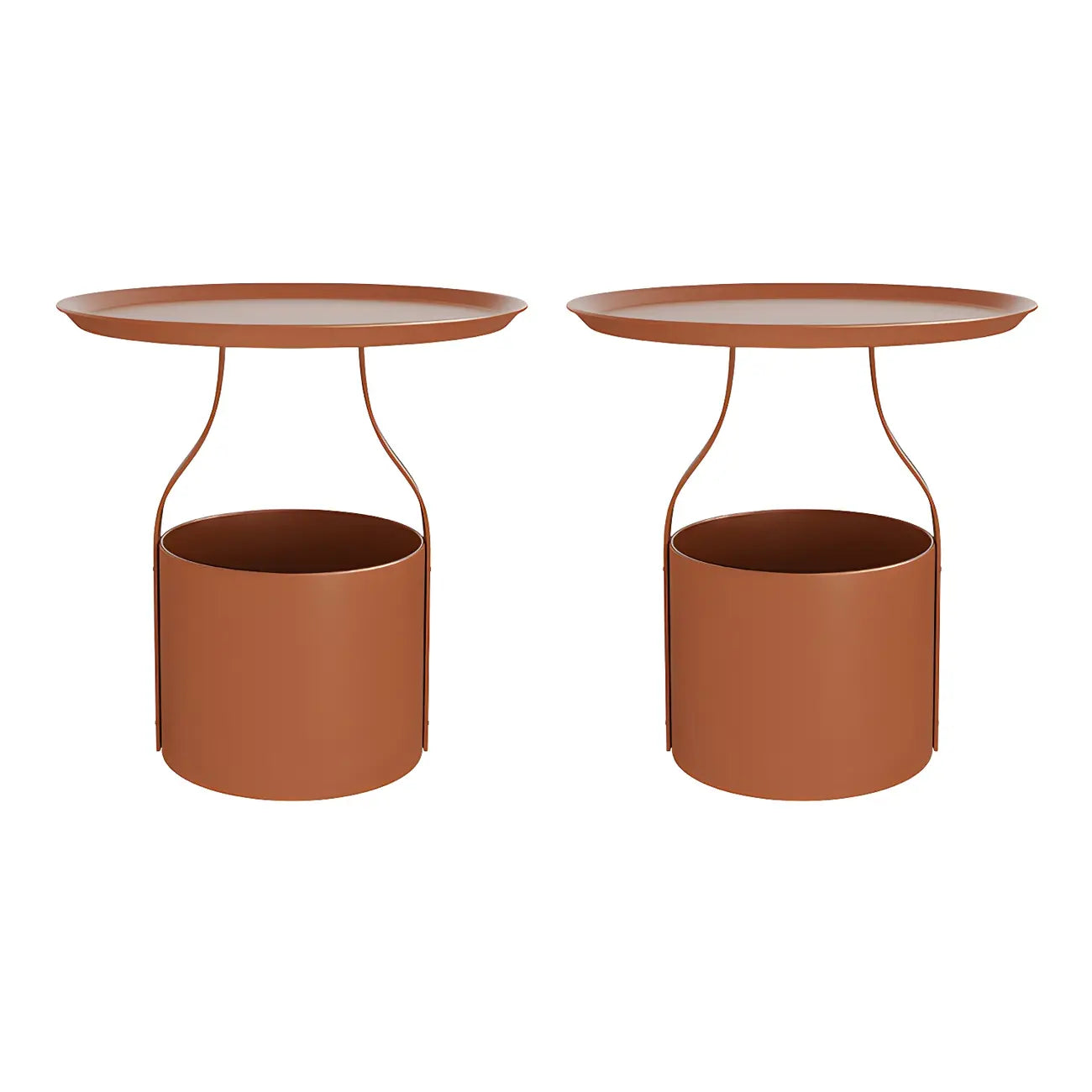 Petite table de chevet minimaliste ronde en métal avec plateau,