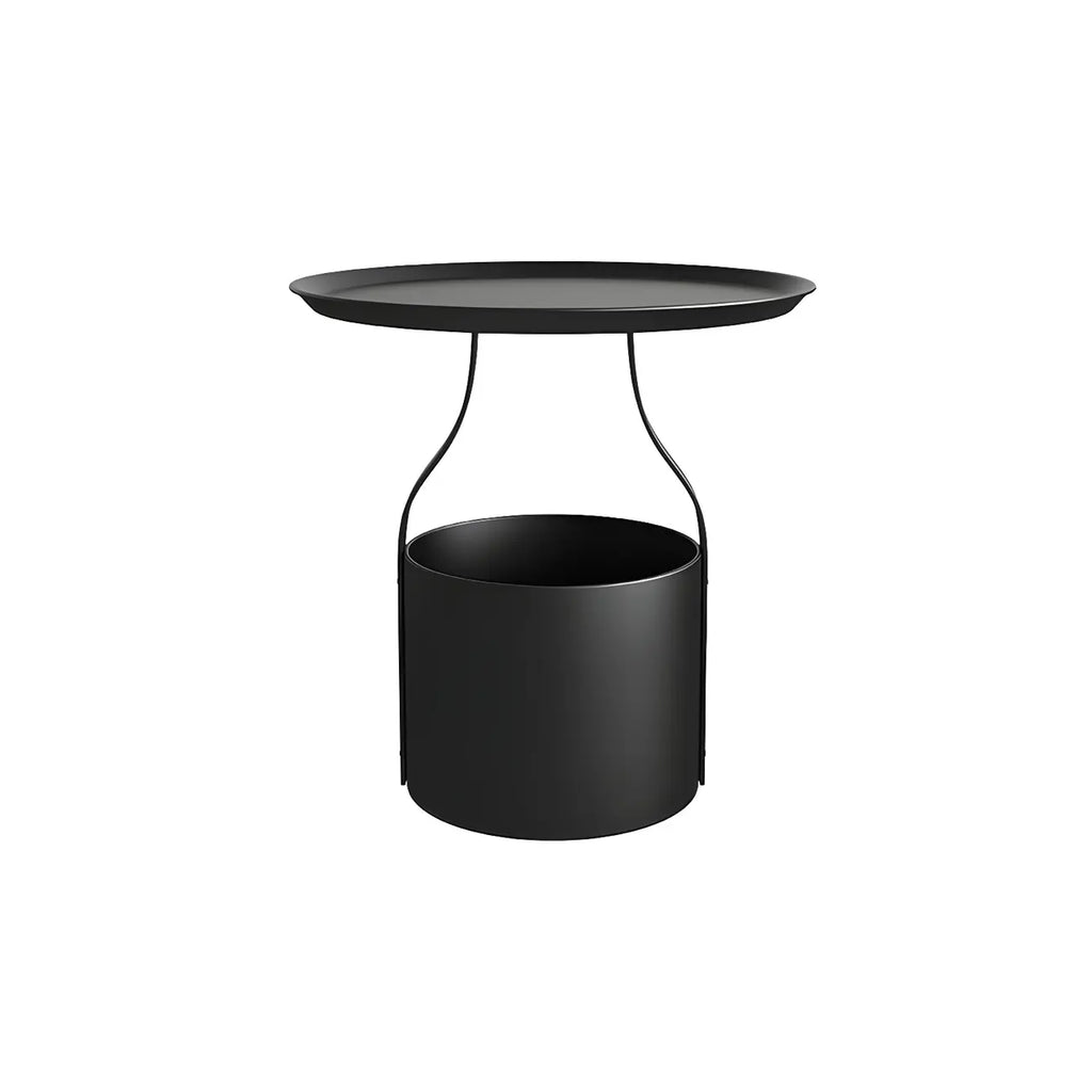 Petite table de chevet minimaliste ronde en métal avec plateau,