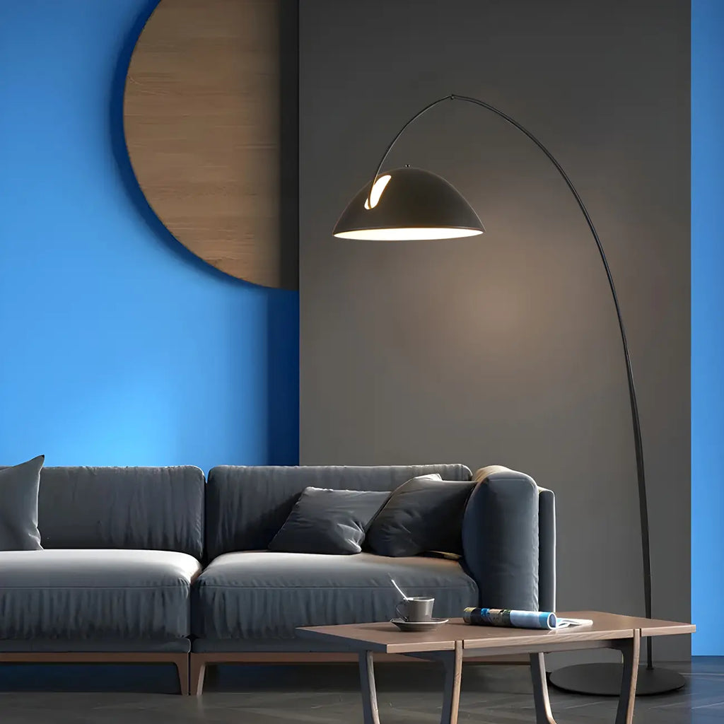 Lampadaire conique en métal noir en forme de ligne de pêche