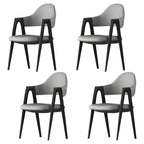 Chaise de salle à manger moderne en cuir avec dossier incurvé et accoudoirs ouverts