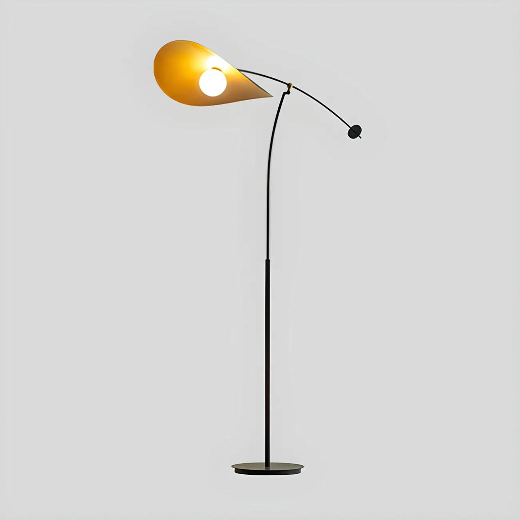 Lampadaire arqué en métal noir artistique de 73 pouces avec bras oscillant