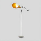 Lampadaire arqué en métal noir artistique de 73 pouces avec bras oscillant