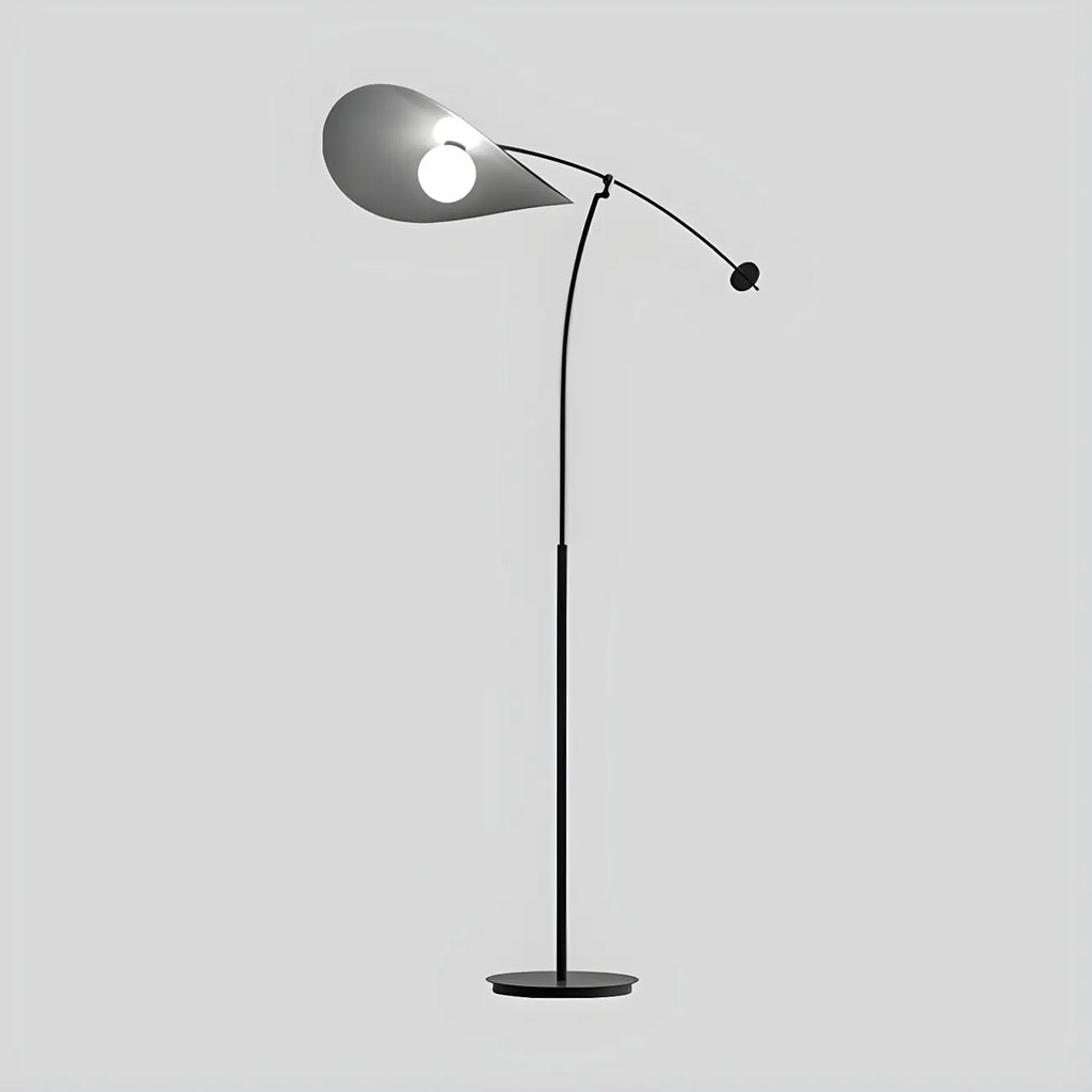 Lampadaire arqué en métal noir artistique de 73 pouces avec bras oscillant