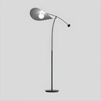 Lampadaire arqué en métal noir artistique de 73 pouces avec bras oscillant