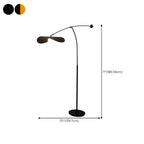 Lampadaire arqué en métal noir artistique de 73 pouces avec bras oscillant