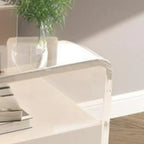 Table de chevet avec tiroir et cadre en acrylique blanc transparent