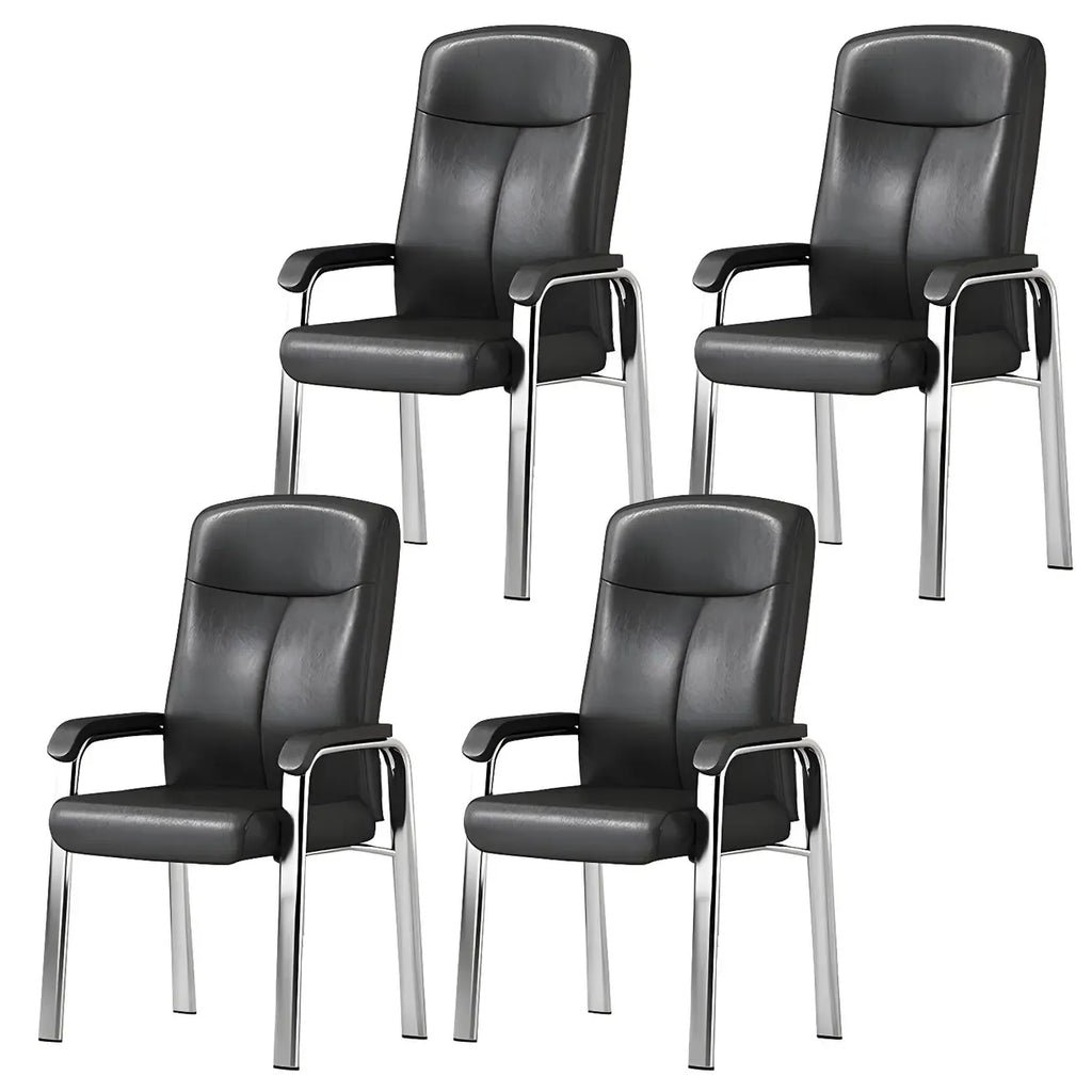 Chaise de bureau moderne HomeyFad en cuir et métal, à 4 pieds et accoudoirs