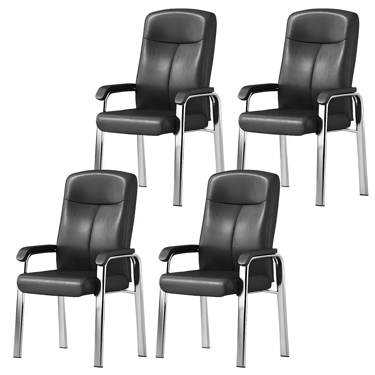 Chaise de bureau moderne HomeyFad en cuir et métal, à 4 pieds et accoudoirs
