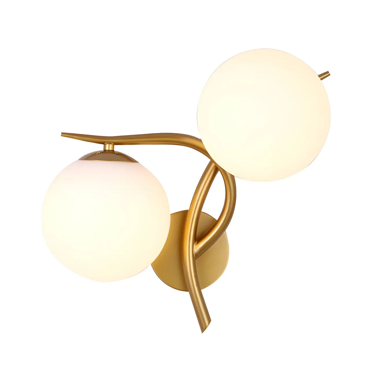 Applique murale double en verre torsadé doré moderne avec globe lumineux