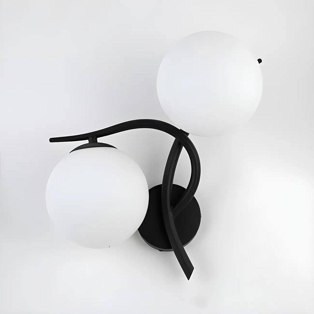Applique murale double en verre torsadé doré moderne avec globe lumineux