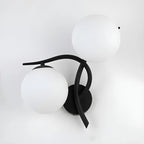 Applique murale double en verre torsadé doré moderne avec globe lumineux