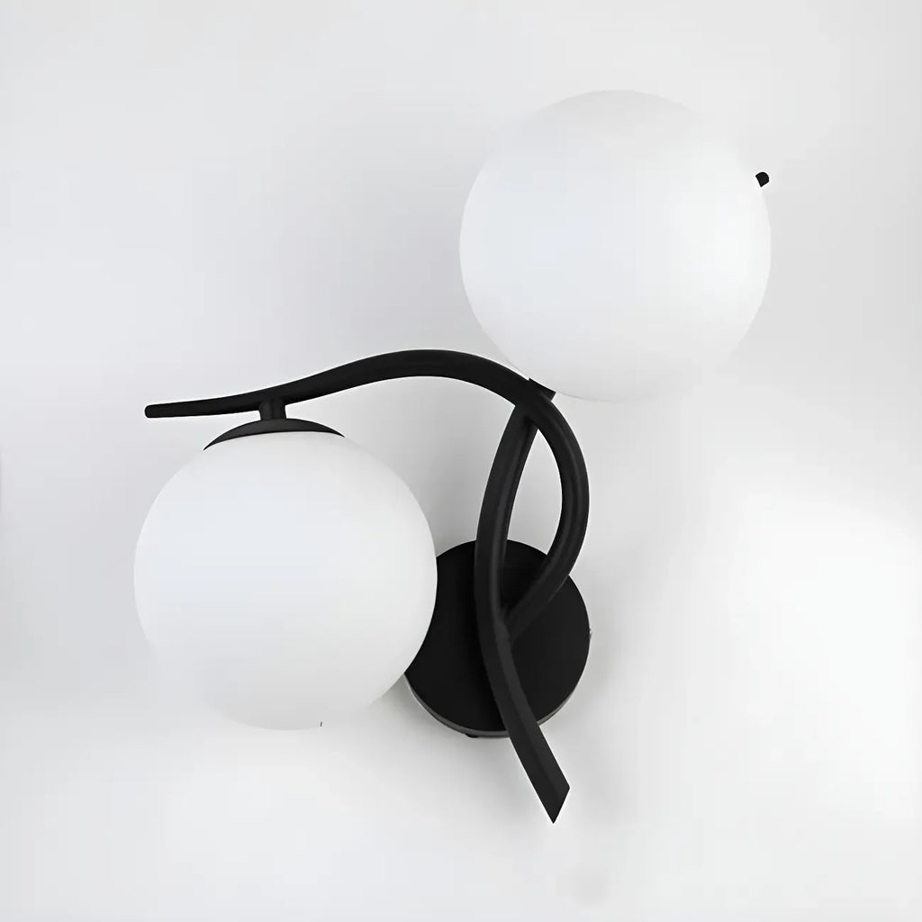 Applique murale double en verre torsadé doré moderne avec globe lumineux