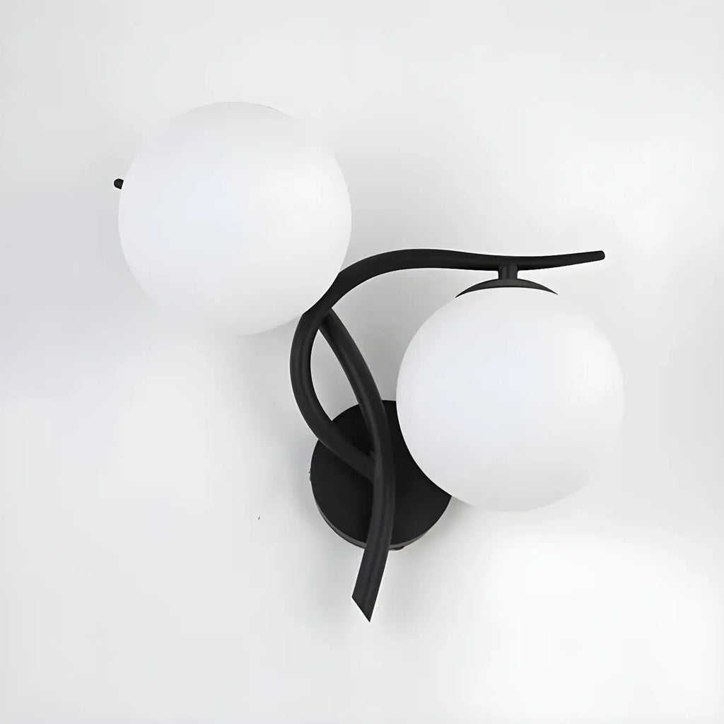 Applique murale double en verre torsadé doré moderne avec globe lumineux