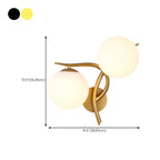 Applique murale double en verre torsadé doré moderne avec globe lumineux