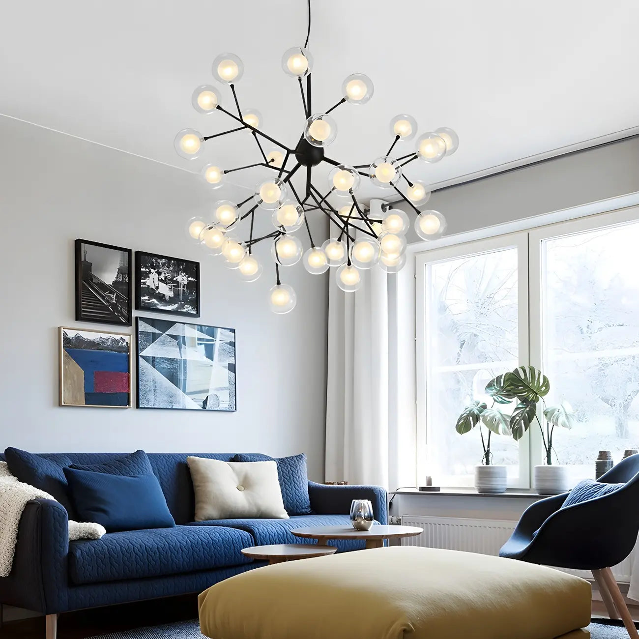 Lampadario Sputnik a globo in vetro moderno regolabile