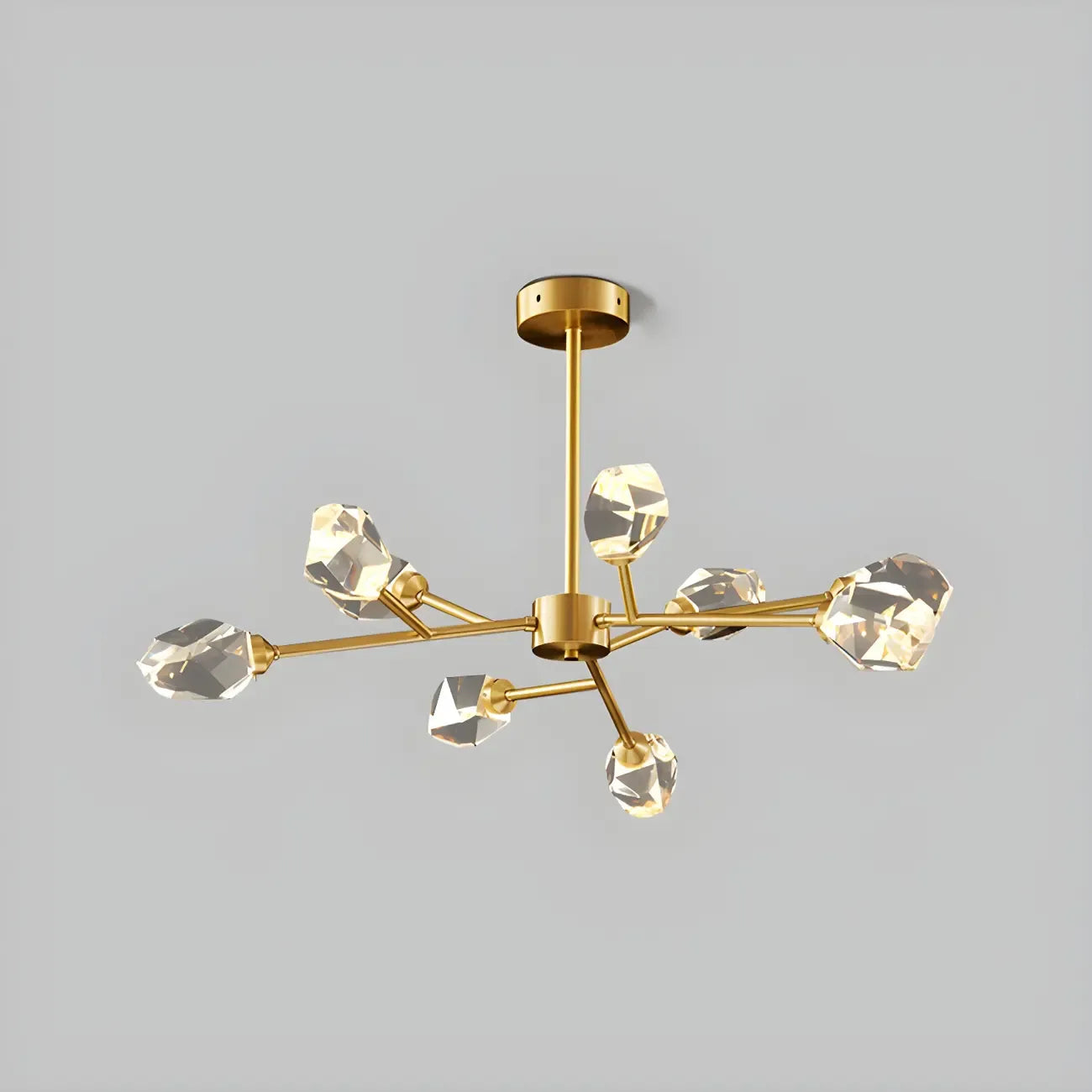 Lustre en cristal à cristaux scintillants avec tiges de suspension glamour