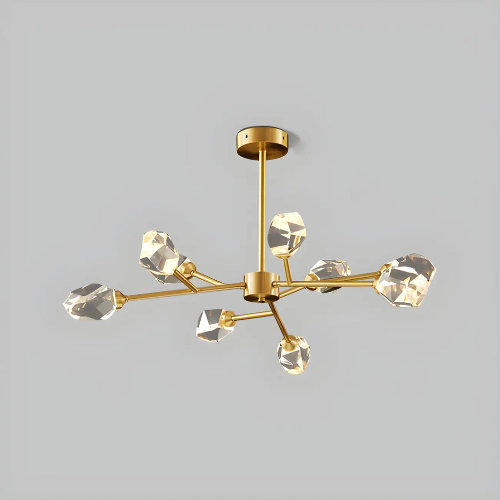 Lustre en cristal à cristaux scintillants avec tiges de suspension glamour