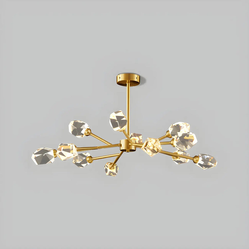 Lustre en cristal à cristaux scintillants avec tiges de suspension glamour