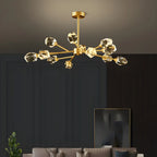 Lustre en cristal à cristaux scintillants avec tiges de suspension glamour