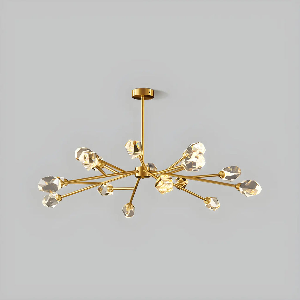 Lustre en cristal à cristaux scintillants avec tiges de suspension glamour