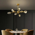 Lustre en cristal à cristaux scintillants avec tiges de suspension glamour