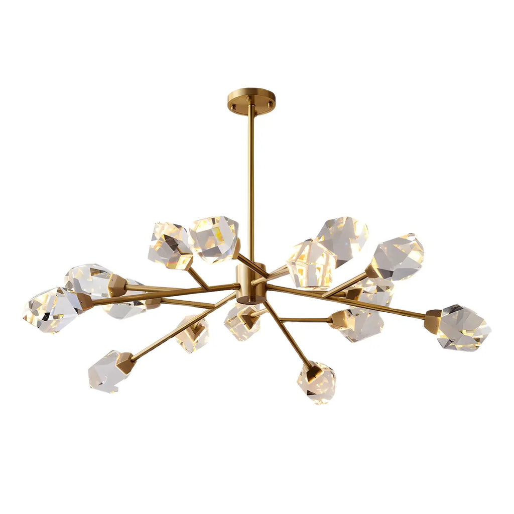 Lustre en cristal à cristaux scintillants avec tiges de suspension glamour