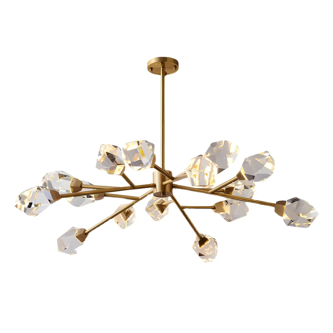 Lustre en cristal à cristaux scintillants avec tiges de suspension glamour
