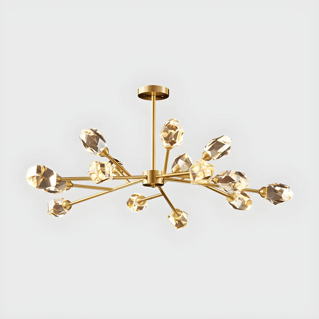 Lustre en cristal à cristaux scintillants avec tiges de suspension glamour