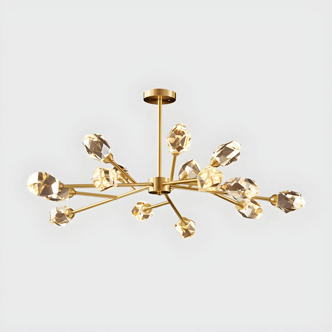 Lustre en cristal à cristaux scintillants avec tiges de suspension glamour