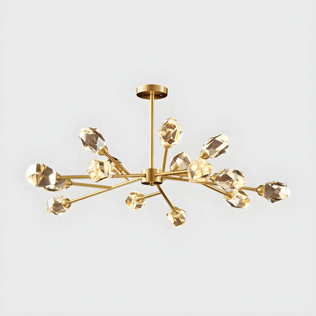Lustre en cristal à cristaux scintillants avec tiges de suspension glamour