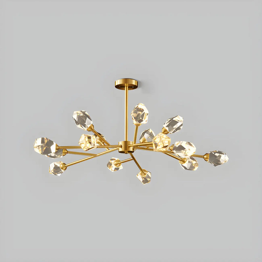 Lustre en cristal à cristaux scintillants avec tiges de suspension glamour