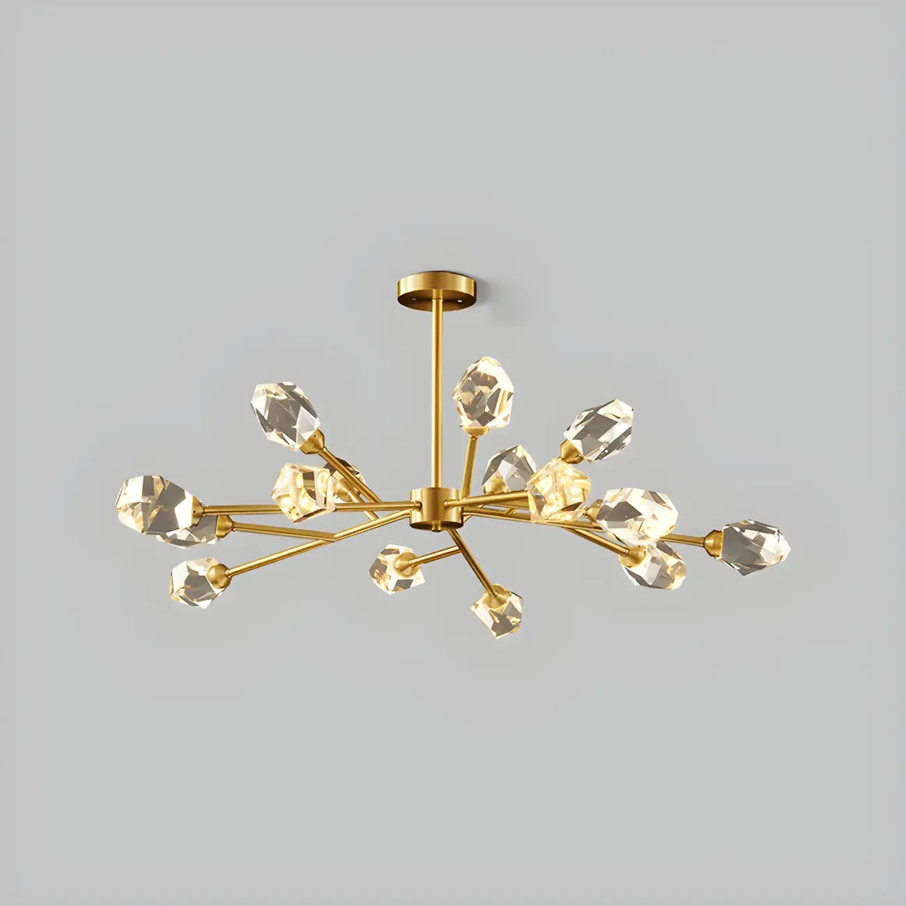 Lustre en cristal à cristaux scintillants avec tiges de suspension glamour