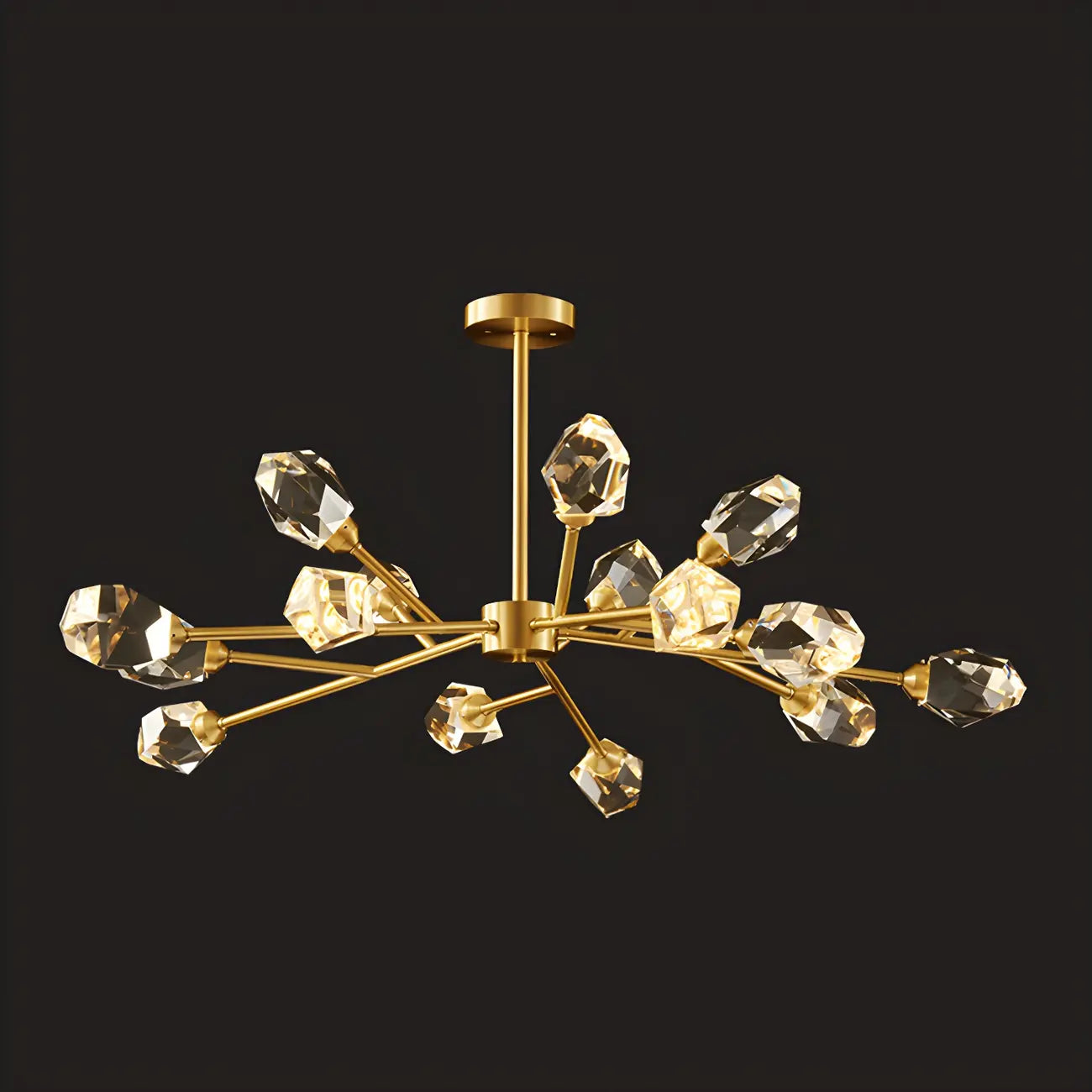 Lustre en cristal à cristaux scintillants avec tiges de suspension glamour