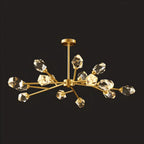 Lustre en cristal à cristaux scintillants avec tiges de suspension glamour