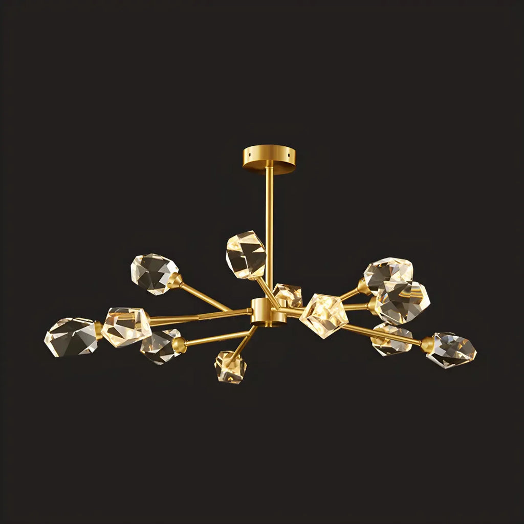 Lustre en cristal à cristaux scintillants avec tiges de suspension glamour
