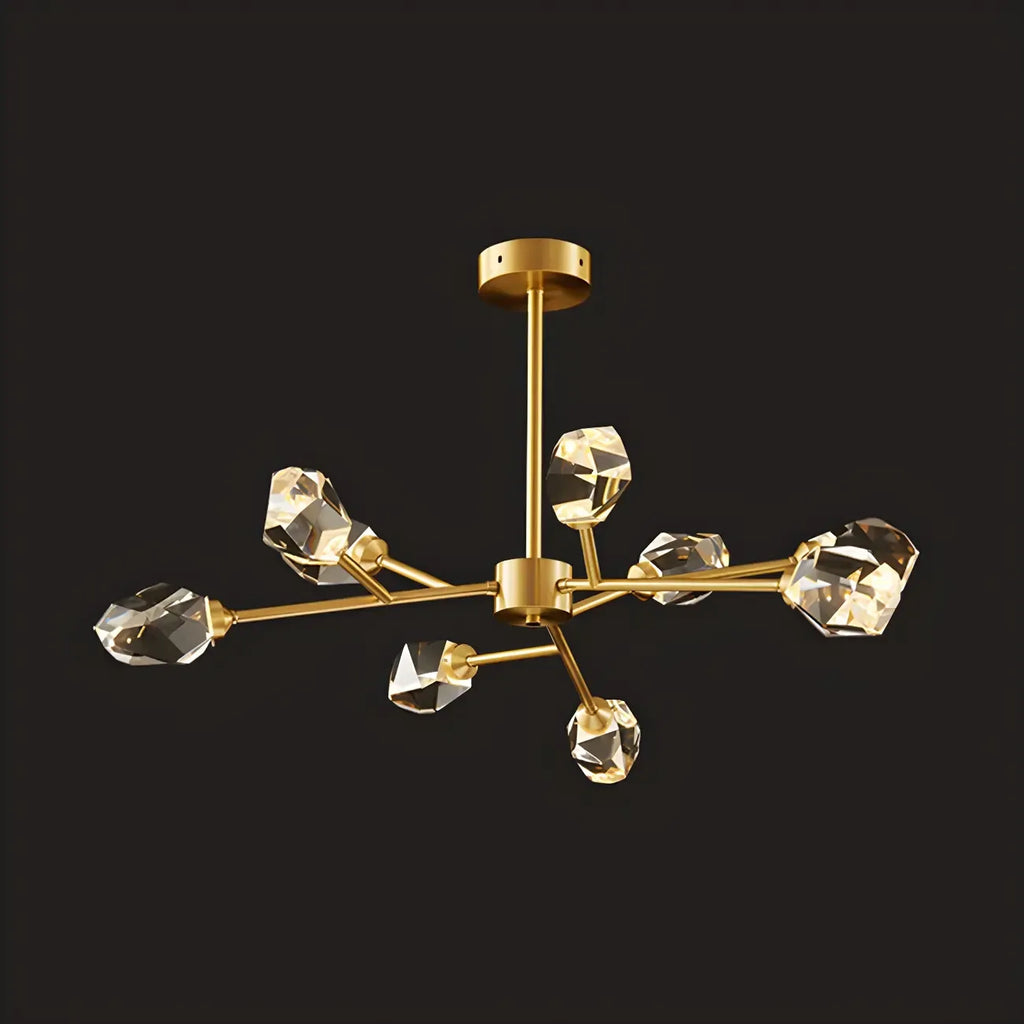 Lustre en cristal à cristaux scintillants avec tiges de suspension glamour