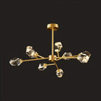 Lustre en cristal à cristaux scintillants avec tiges de suspension glamour