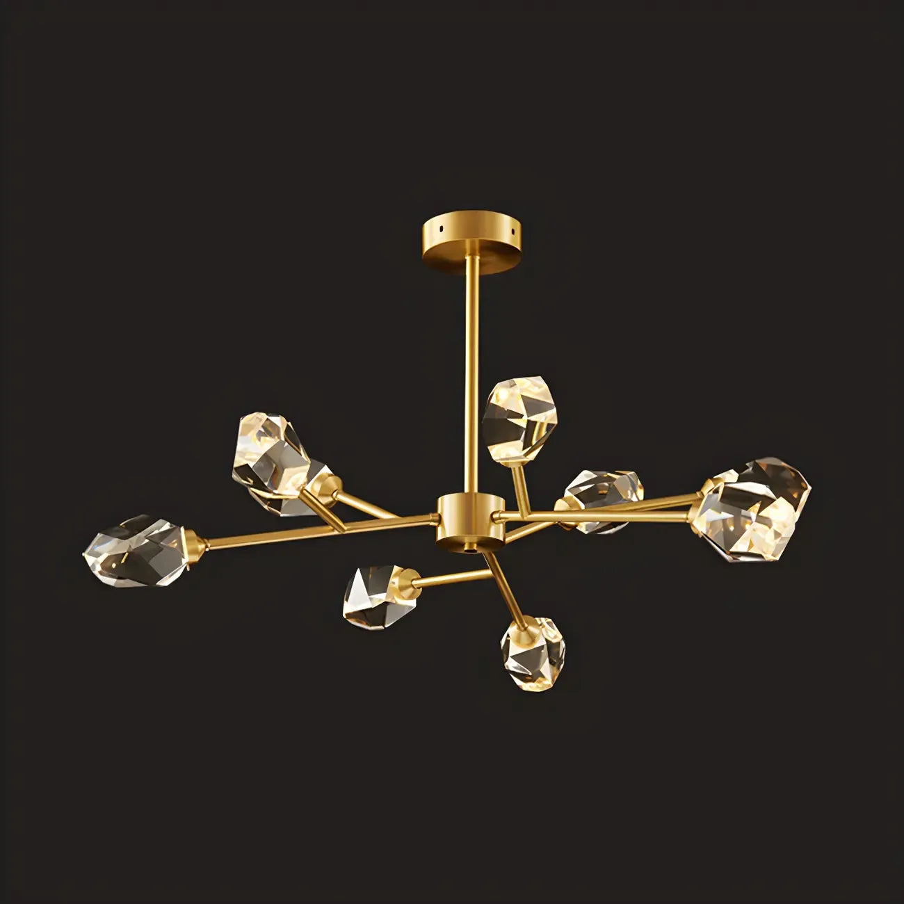 Lustre en cristal à cristaux scintillants avec tiges de suspension glamour