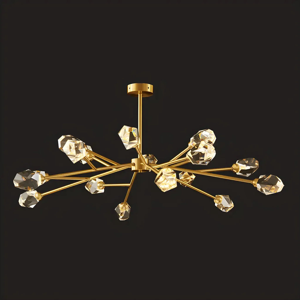 Lustre en cristal à cristaux scintillants avec tiges de suspension glamour