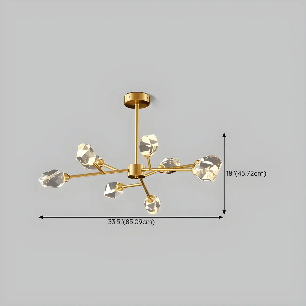 Lustre en cristal à cristaux scintillants avec tiges de suspension glamour