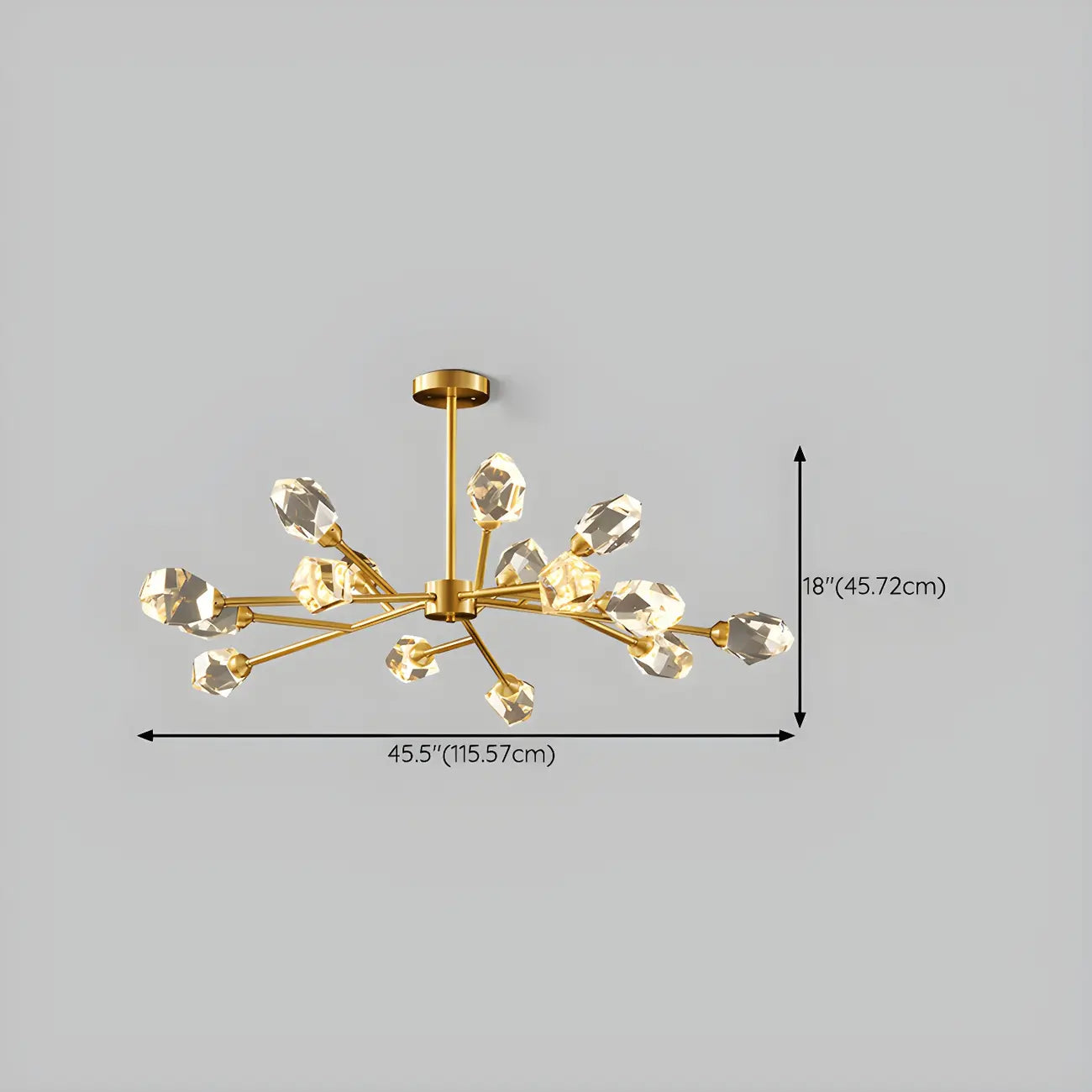 Lustre en cristal à cristaux scintillants avec tiges de suspension glamour