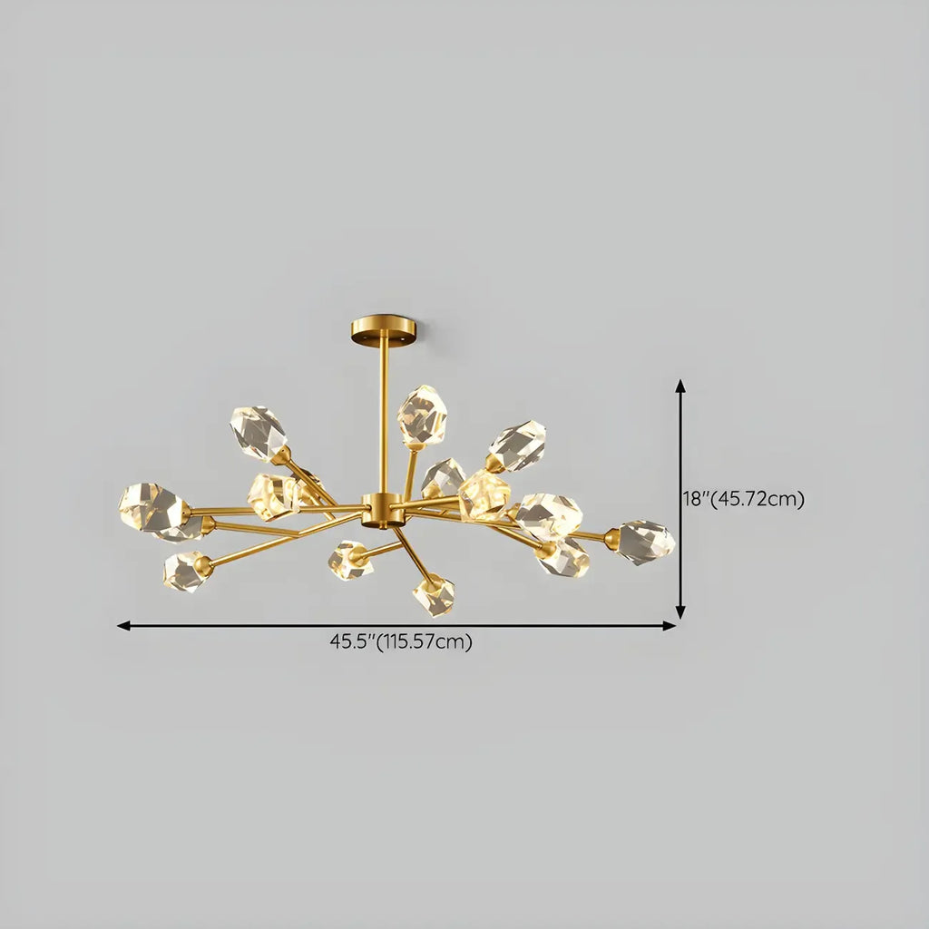 Lustre en cristal à cristaux scintillants avec tiges de suspension glamour