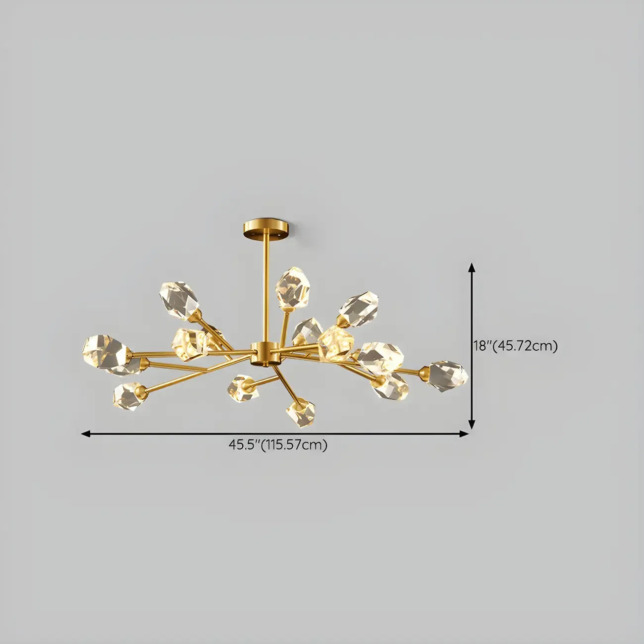 Lustre en cristal à cristaux scintillants avec tiges de suspension glamour