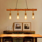 Suspension réglable en bois brun et laiton de style industriel (31,5 cm)