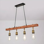 Suspension réglable en bois brun et laiton de style industriel (31,5 cm)