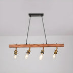 Suspension réglable en bois brun et laiton de style industriel (31,5 cm)