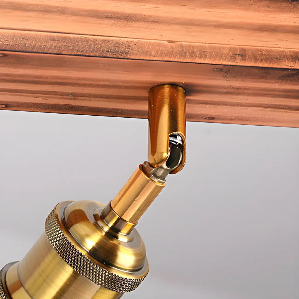 Suspension réglable en bois brun et laiton de style industriel (31,5 cm)